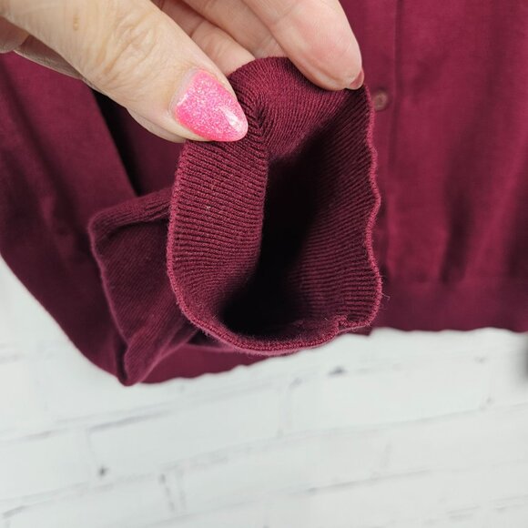 J Crew Button Up Cardigan Sweater Burgundy Red Womens XL Long Sleeve Re-imagined - Picture 9 of 14